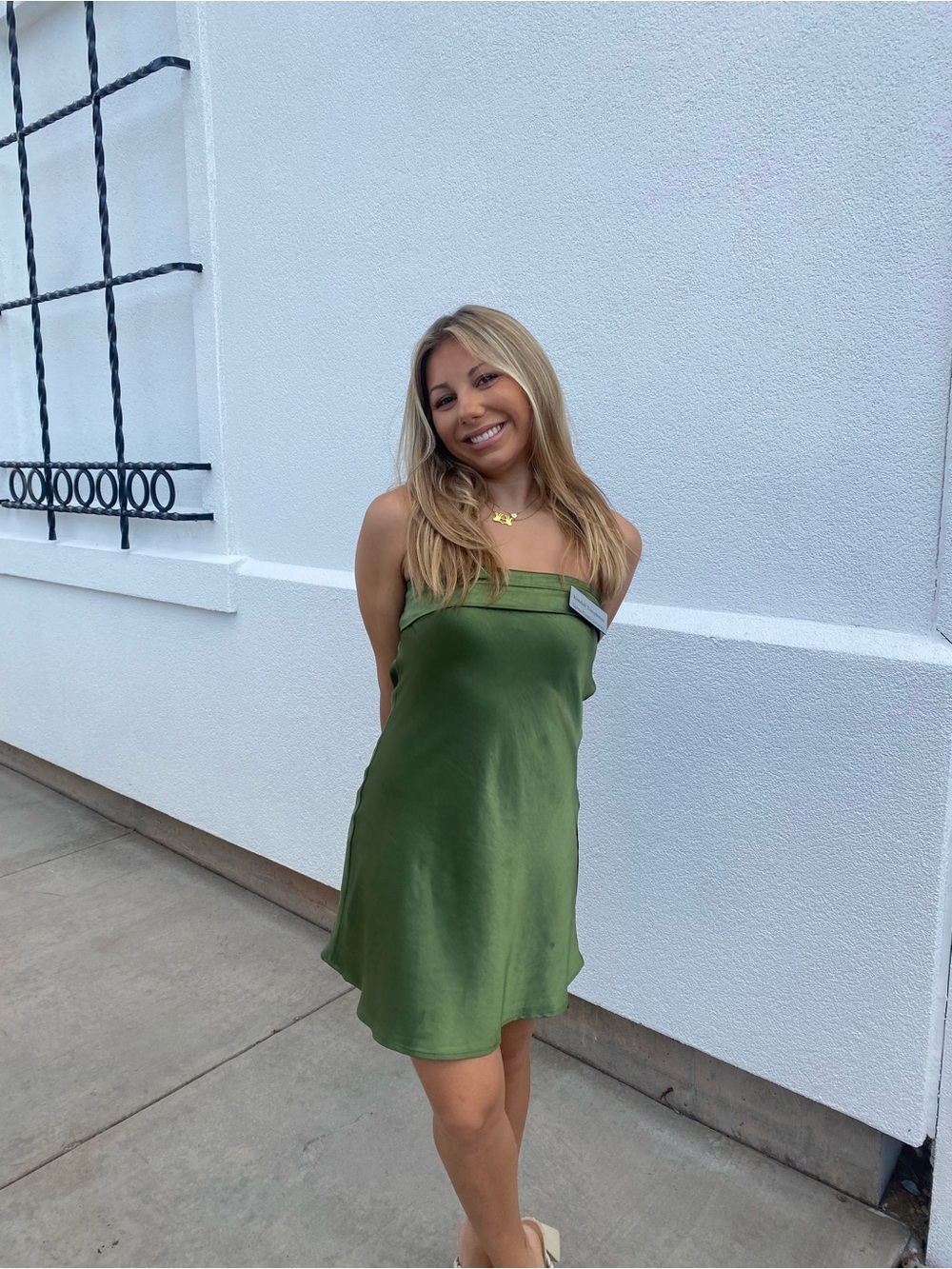 Princess Polly Olive Green Satin Strapless Slip Dress